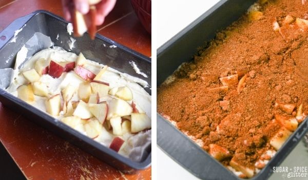 process shots of how to make apple loaf