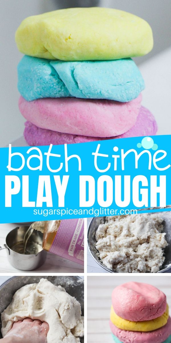 Make bath time more fun with this squishy bath time play dough that actually helps kids get clean as they play! A fun play dough soap that will last for months