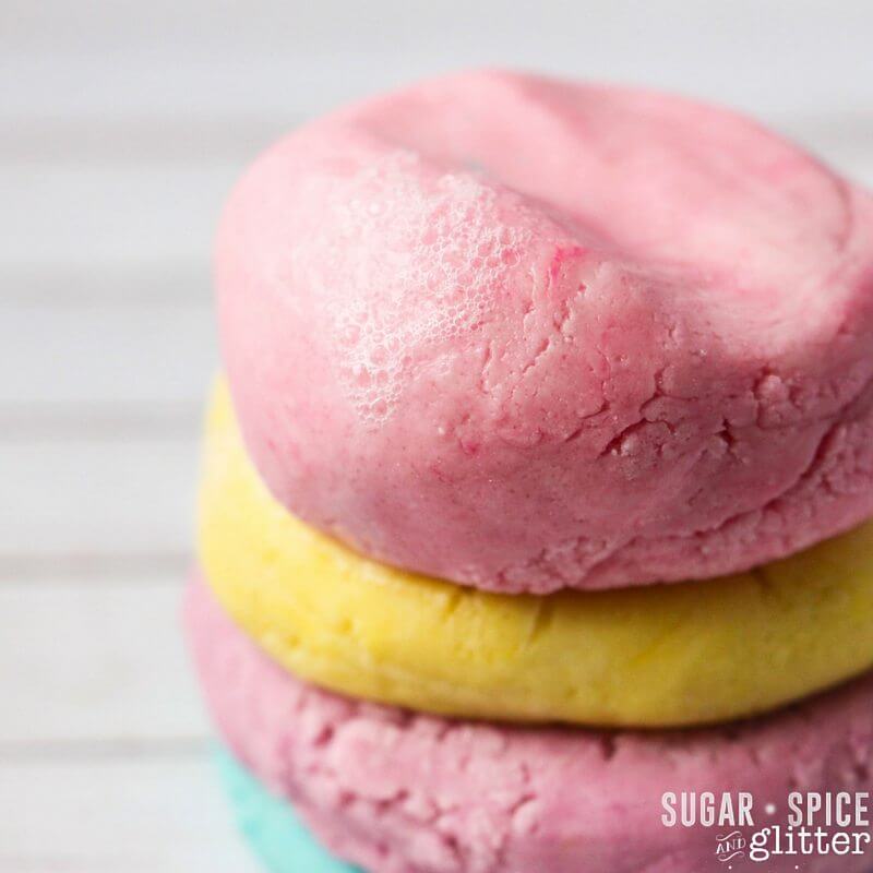 Soap play dough is such a cool variation on traditional no-cook play dough recipes