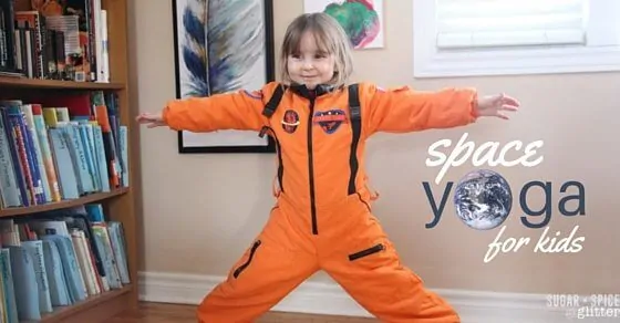 A cute idea for physical activity during a space unit study - or just to get your little astronaut moving - this space yoga for kids sequence takes kids on an imaginary trip through space