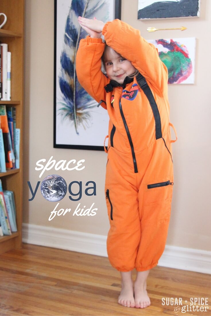 A cute idea for physical activity during a space unit study - or just to get your little astronaut moving - this space yoga for kids sequence takes kids on an imaginary trip through space