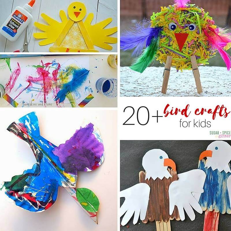 20 Bird Arts and Craft for Kids on Sugar, Spice and Glitter