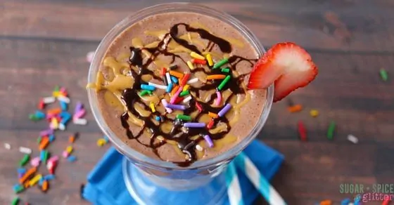A great alternative to a chocolate milkshake, this chocolate peanut butter milkshake would be such a hit at any kids' party or get-together