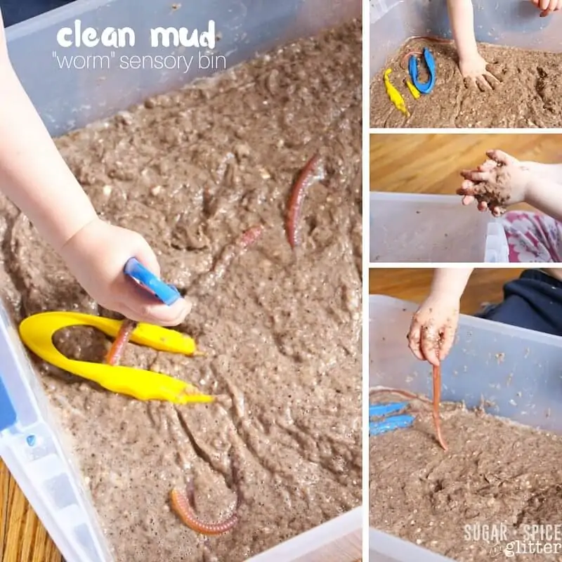 clean mud worm sensory bin (2)