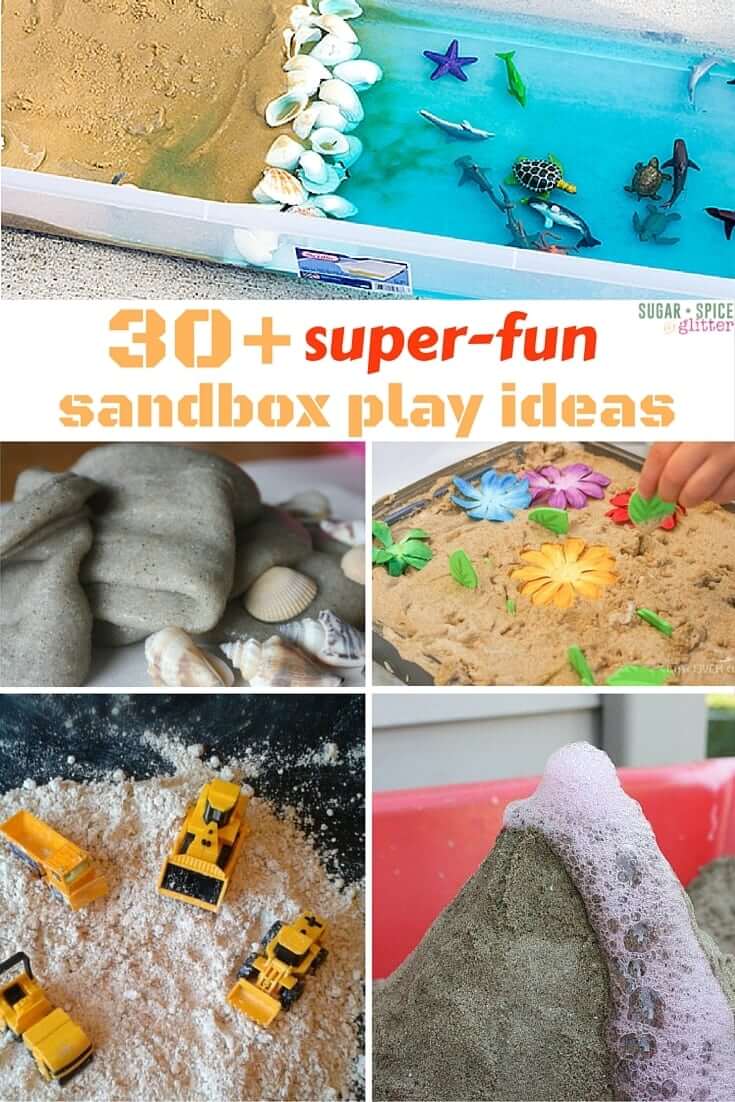 30 sandbox play ideas - everything from imaginative play to science experiments and unconventional sandbox toys, this list of sandbox play ideas will keep your kids busy all summer long. Sand is the most universal sensory play material, don't overlook it - there are so many ways to play.