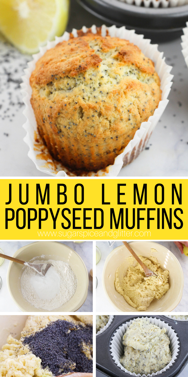 The perfect lemon poppyseed muffin made in a jumbo muffin tin, these are so lemony and satisfying, you won't ever buy another coffeeshop muffin again!