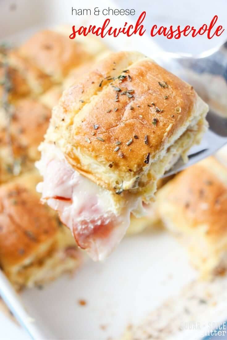 Decadent and delicious ham and cheese sandwich casserole - the perfect potluck contribution or a special meal for a crowd. This easy recipe is one your entire family will love