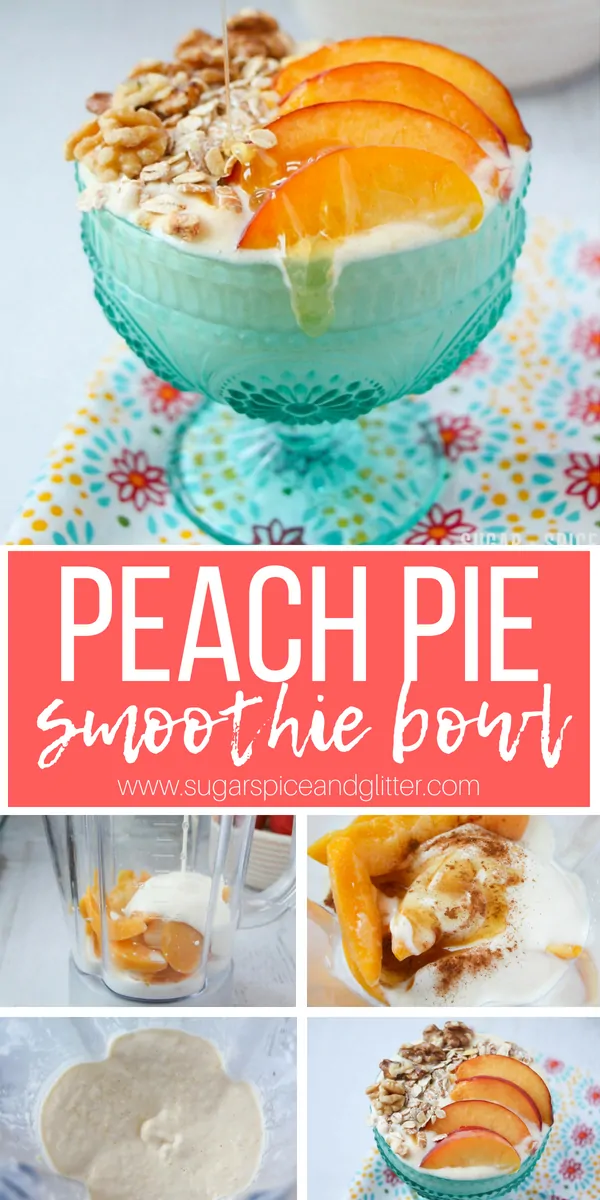 A healthy peach dessert recipe or a healthy breakfast smoothie bowl, this Peach Pie Smoothie bowl is a deliciously indulgent breakfast that is actually good for you!