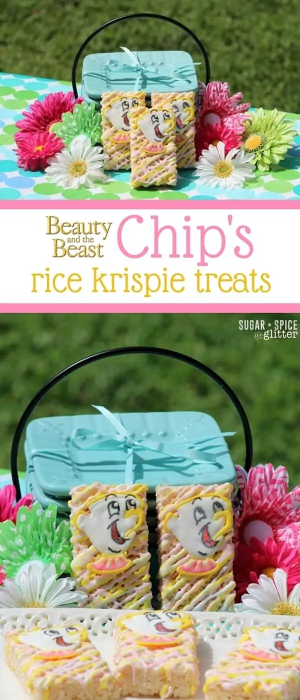 A simple Disney dessert for a Beauty & the Beast party or movie night, these Chip Rice Krispie Treats are cute and super easy to make!