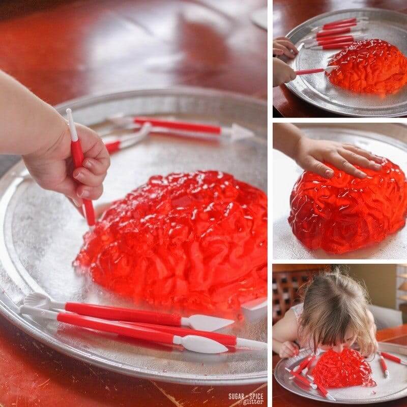 How to set up a fun brain dissection sensory play activity with Jell-O