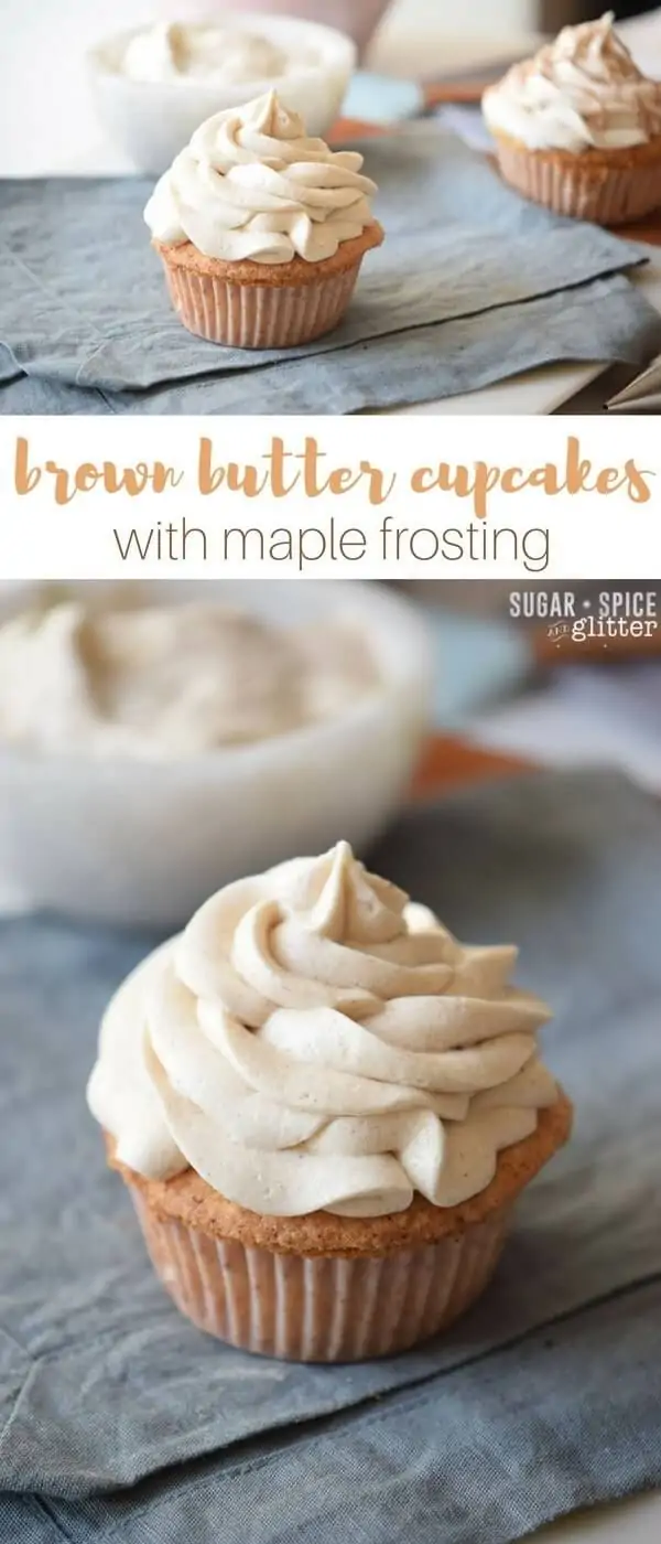 What vanilla cupcakes want to be when they grow up - these Brown Cutter Cupcakes with Maple Frosting are a sophisticated take on the classic cupcake, with melt-in-your-mouth brown butter cake and perfectly balanced maple frosting. The perfect fall dessert if you want an alternative to everything pumpkin spice