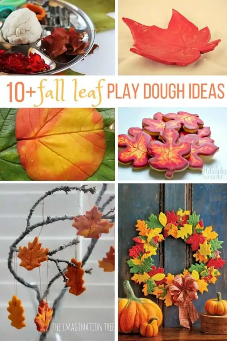 10 Fall Leaf Play Dough Ideas to celebrate the changing of the seasons with some fun sensory play - everything from ways to display fall salt dough leaves to play dough invitations