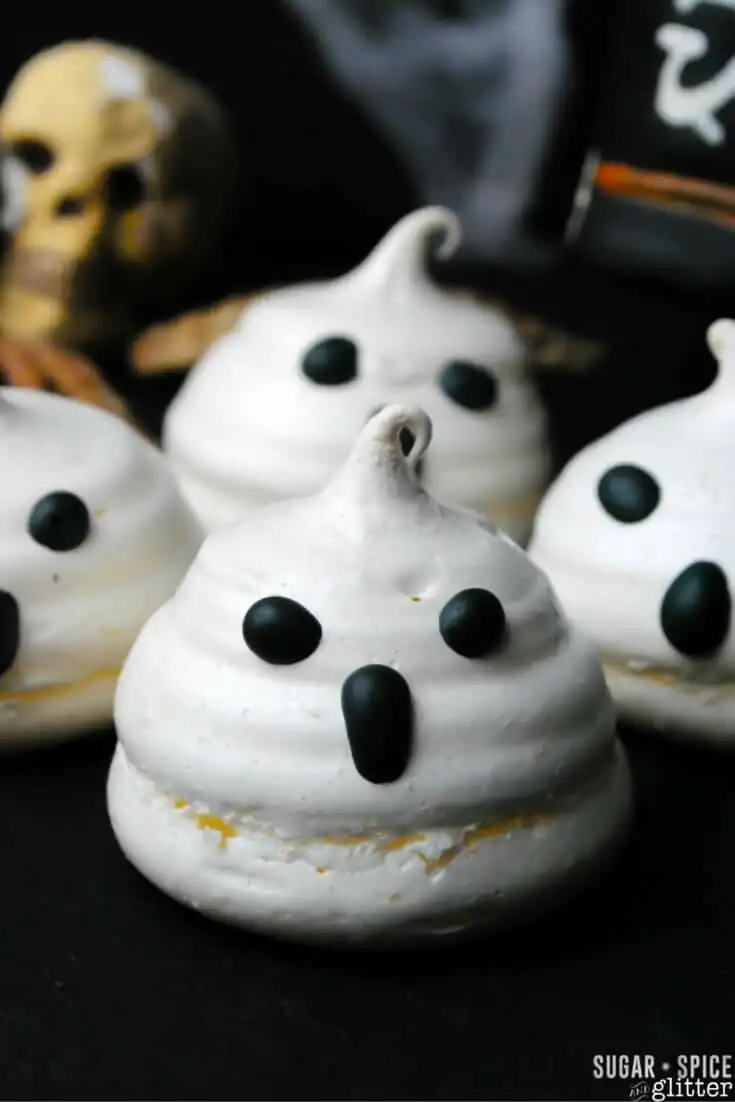 These ghost meringue cookies are sure to disappear quickly at your next Halloween party