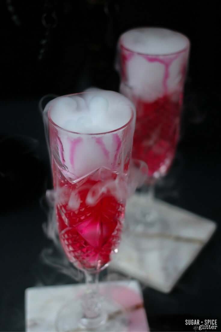 Delicious Pink Champagne Cocktail perfect for Halloween parties