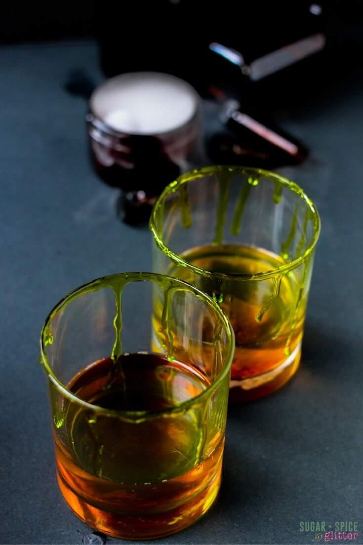 This Zombie Bite cocktail grabs your attention with a sour note, then lets you settle in to the sharp smokiness of the scotch and then mellows back out with a lingering lemon flavor