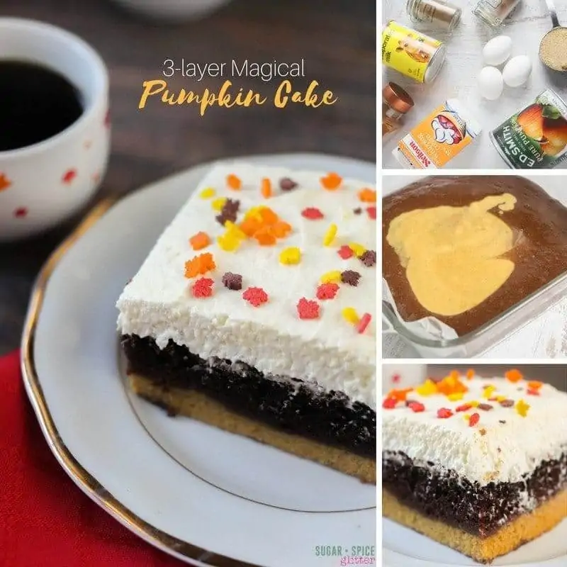 three layer magic pumpkin cake