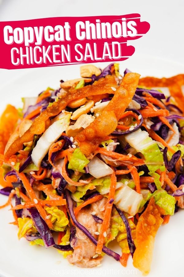 Easy Chinese Chicken Salad recipe just like Wolfgang Puck's classic with homemade ginger-sesame dressing - this tangy, sweet, umami salad is so satisfying and a great option for meal prepping!