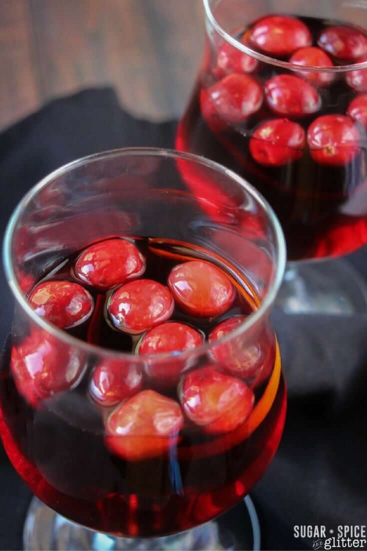 A festive and delicious holiday sangria using winter fruits and cranberry wine