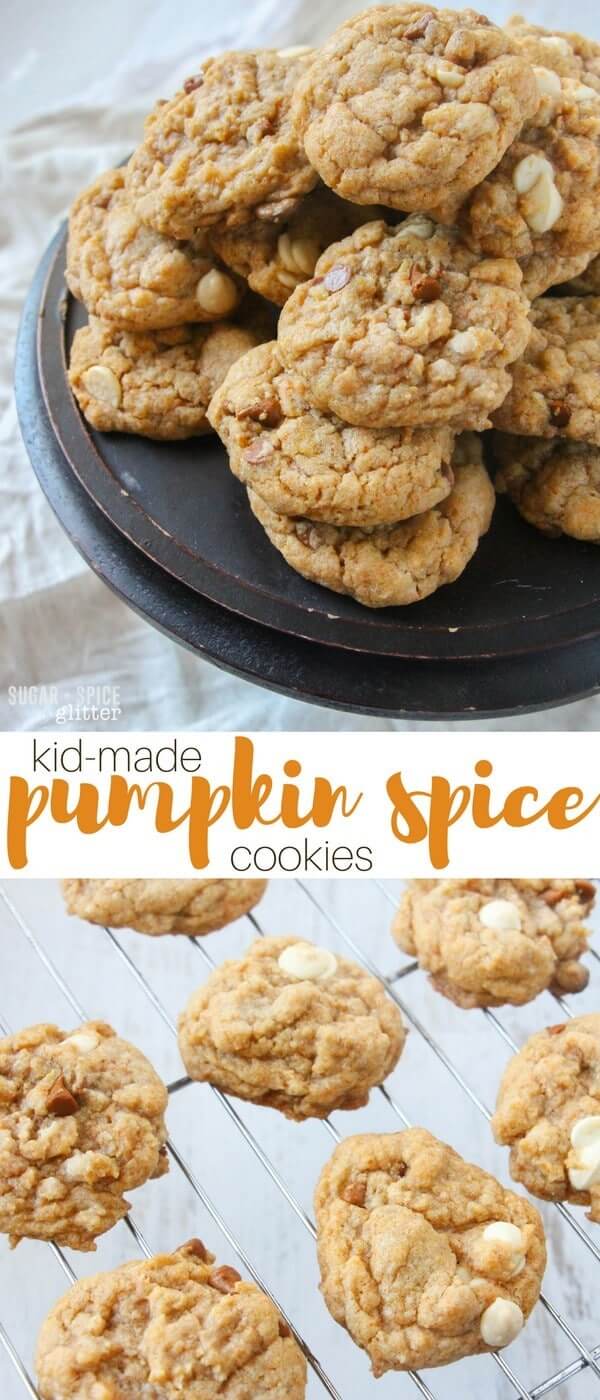 A delicious fall pudding mix cookie, these kid-made pumpkin spice cookies have not one but two secret ingredients, resulting in a chewy, pumpkin spice cookie that everyone will love