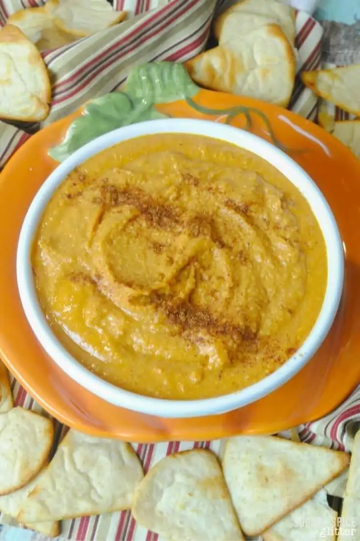 Pumpkin Hummus, a delicious fall veggie dip recipe and a perfect pumpkin appetizer