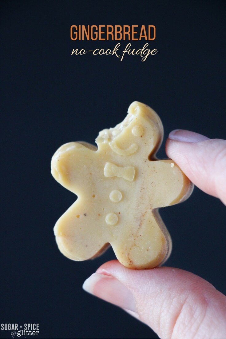 An easy no-cook recipe for gingerbread fudge, a sweet and simple homemade candy recipe for Christmas
