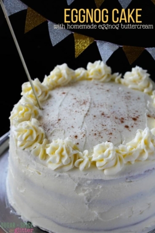 eggnog cake with homemade eggnog buttercream