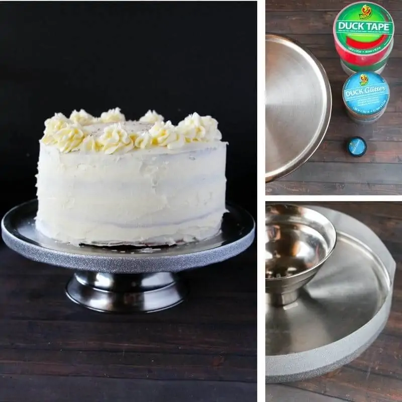 How to add a glitter edge to a plain cake stand with duck tape!