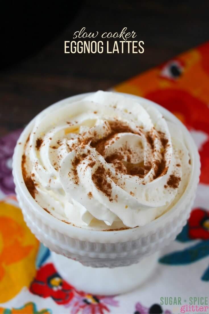 Slow Cooker Eggnog Lattes, the perfect Christmas coffee recipe for Christmas Cookie Exchange parties
