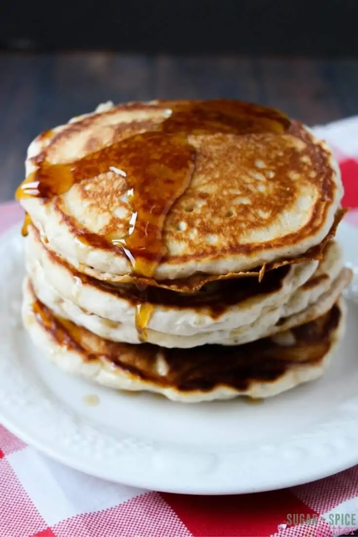 If you love eggnog, you are going to go crazy for these delicious eggnog pancakes that can be whipped up in 10 minutes flat