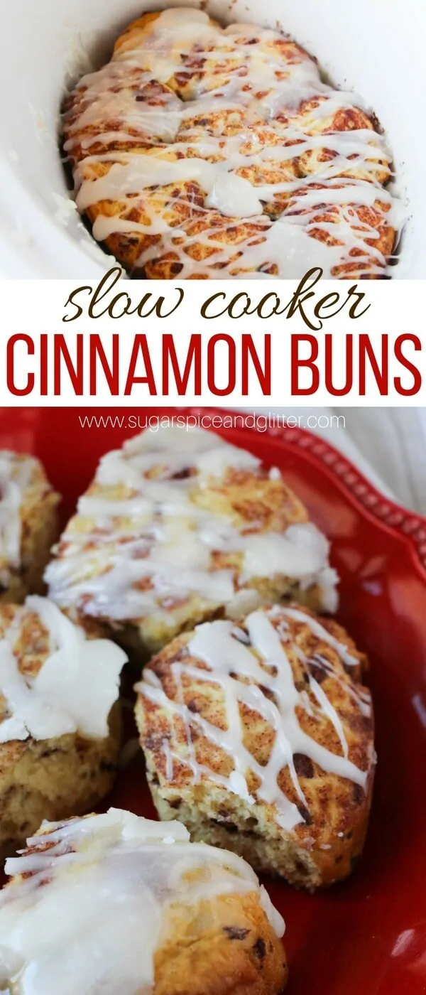 Make these delicious slow cooker cinnamon buns in a slow cooker for a simple yet special breakfast no matter how busy your morning. This would be so perfect for kids to make breakfast on mother's day