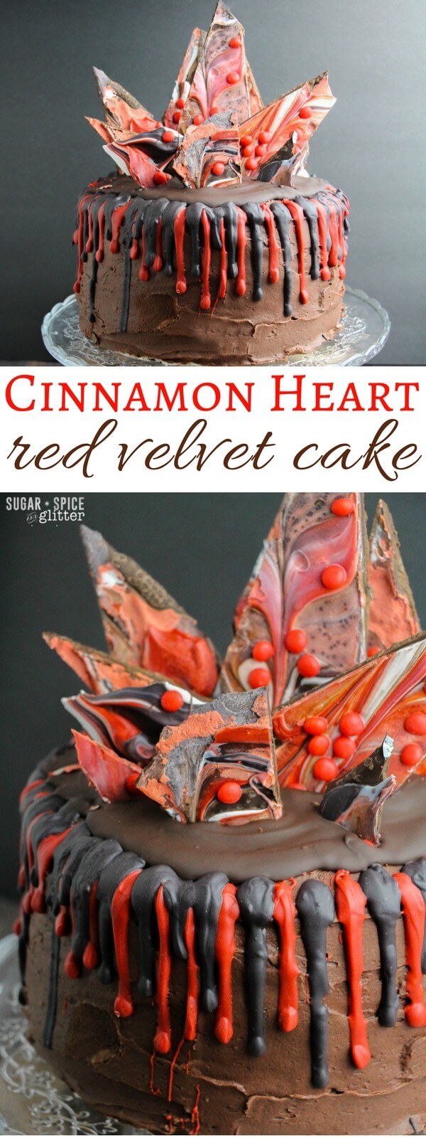 Decadent and show-stopping cinnamon heart red velvet cake - perfect anytime but especially Valentine' Day, this cake is shockingly easy to make while serving as the perfect focal point for your Valentine's day spread