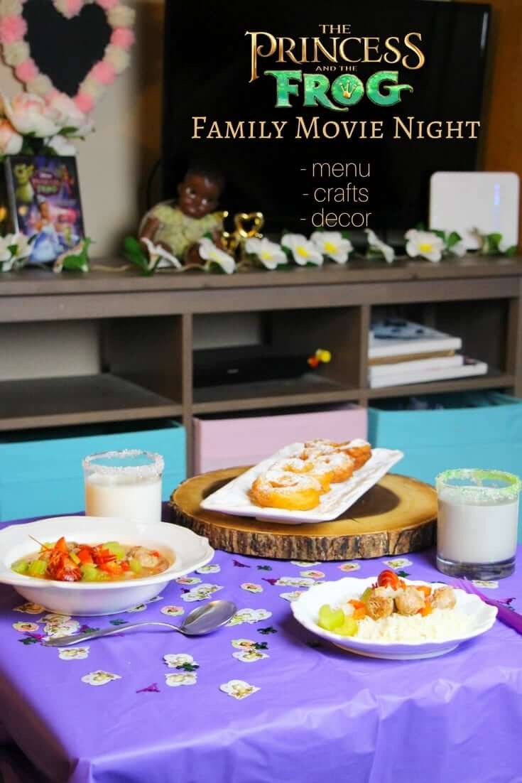 Princess & the Frog Movie Night - a fun Disney menu, Disney crafts and decor inspired by Tiana