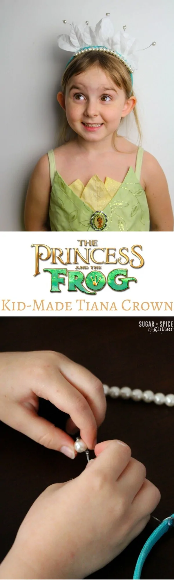 How to make a quick and easy Princess Tiana tiara headband from the Disney movie The Princess and the Frog. This cute Disney craft is a the perfect touch to a Princess Tiana costume or Disneybounding outfit