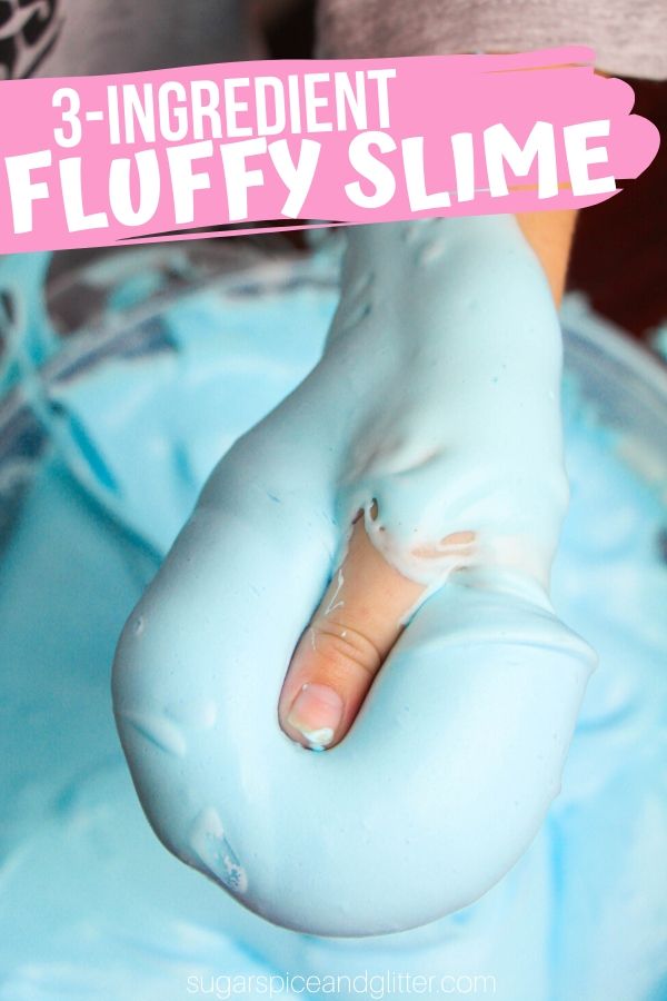 The easiest and best slime recipe out there - this 3-ingredient fluffy slime doesn't use borax or liquid starch and results in a fluffy, squishy stretchy slime that you just have to play with to believe!