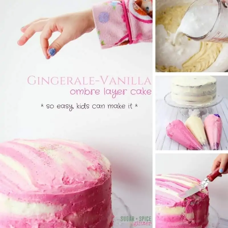 How to make a ginger ale vanilla ombre layer cake - so easy kids can make it!