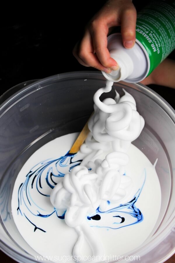 If you have sensitive skin, be sure to buy a gentle shaving cream for this simple fluffy slime recipe