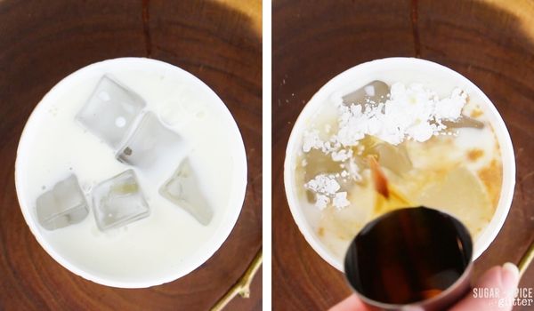 in-process images of making milk punch cocktails