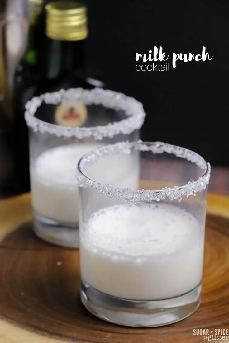 How to make a creamy and sweet milk punch cocktail with brandy or bourbon. Perfect for Mardi Gras or as an alternative to eggnog at Christmastime