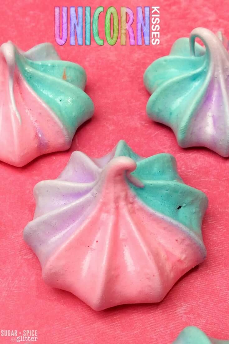 Easy Unicorn Kisses recipe - a cute meringue cookie that literally melts in your mouth. Add a bit of magic to your day with these cute and easy meringues, perfect for a Unicorn party or a lunch box treat