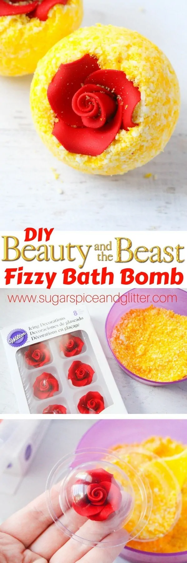 DIY Belle’s Bath Bombs - a fun Disney DIY gift or addition to your Disney movie night. The perfect Beauty & the Beast craft for your bathroom