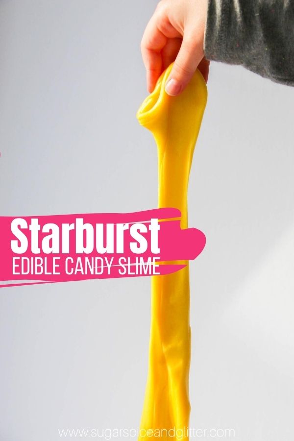 How to make edible candy slime using Starbursts or Gummy Bears! This super simple 2-ingredient slime recipe is the perfect alternative to glue-based slimes and a great way to use up leftover candy