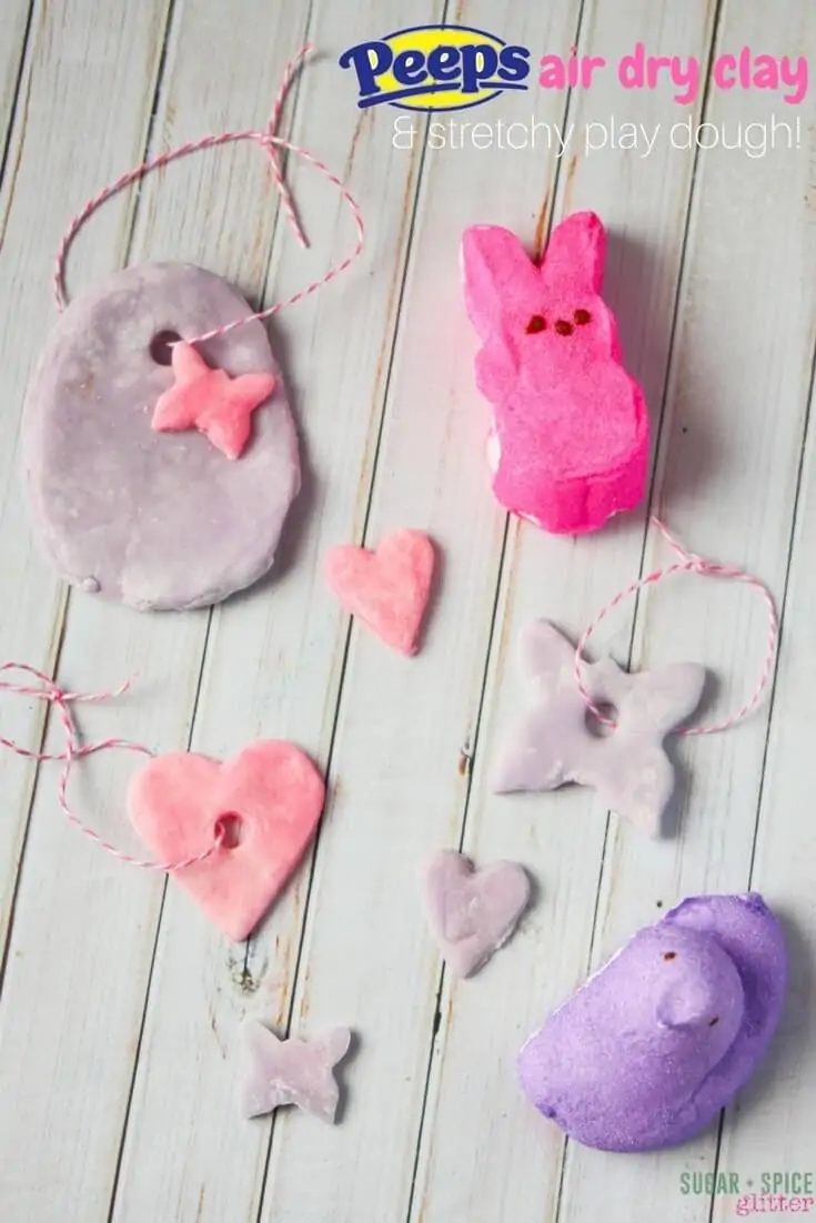 An easy and delicious marshmallow play dough that dries to make beautiful Easter ornaments - DIY air dry clay you can eat