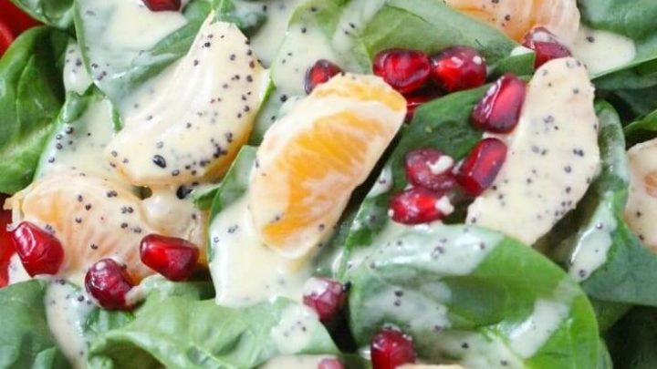 Pomegranate Salad with Fresh Orange Poppyseed Dressing
