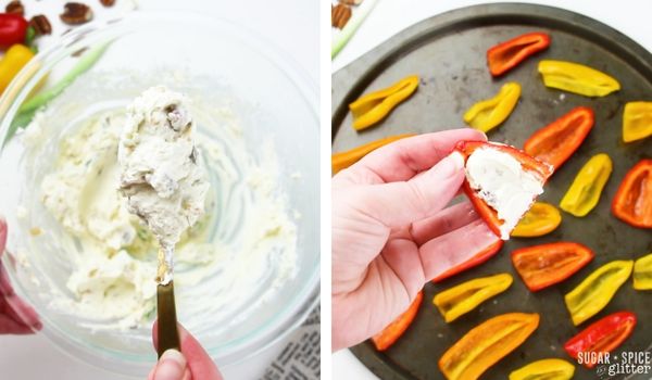 in-process images for how to make stuffed baby bell peppers