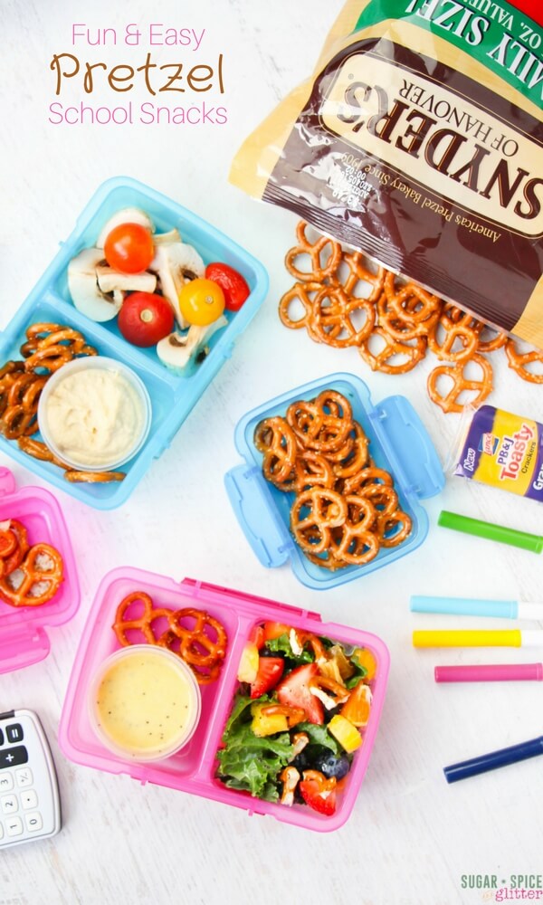 These Fun & Easy Pretzel School Snacks range from the completely unexpected to the comfortable and familiar. Add some savoury crunch to your school lunch box!