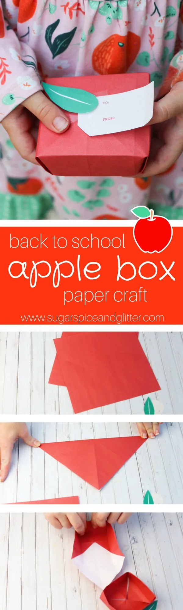 Apple Box Craft for Back to School - an easy first origami project