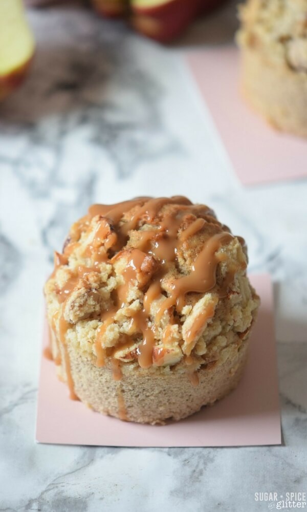 Caramel Apple Coffee Cake Muffins - a decadent recipe featuring all of the best flavors of fall