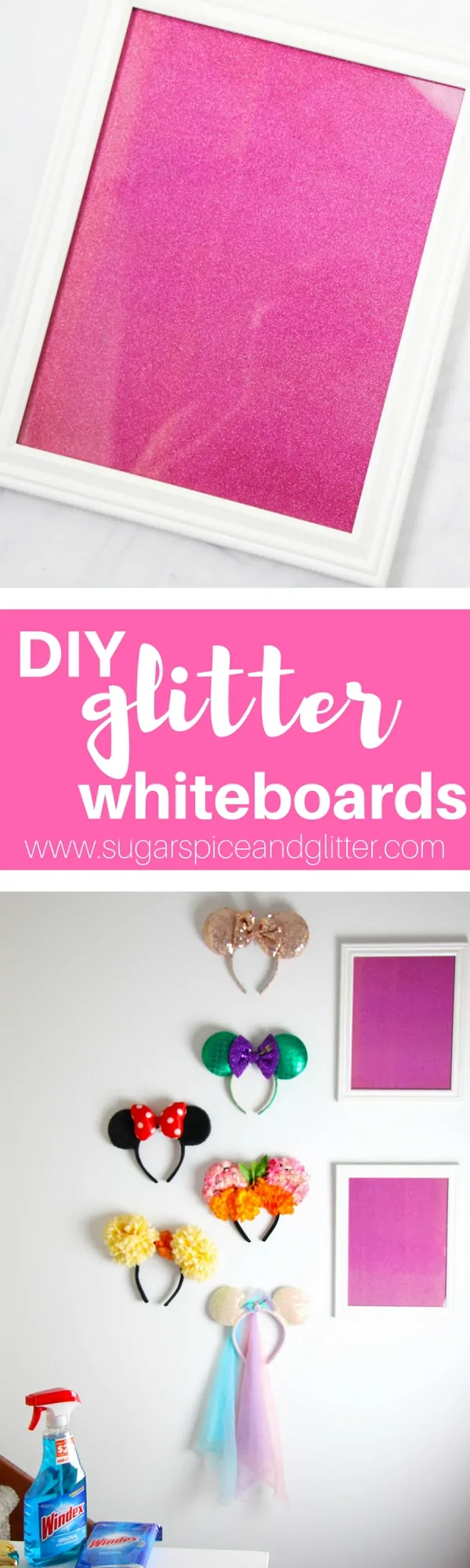 DIY Glitter Boards to add some sparkle to your office. A fun organization DIY for kids' homework and chore lists, too
