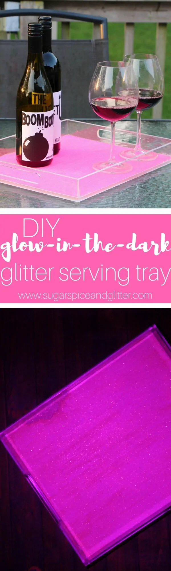 DIY Glitter Glow-in-the-Dark Tray is the perfect entertaining DIY, especially for nighttime cocktails
