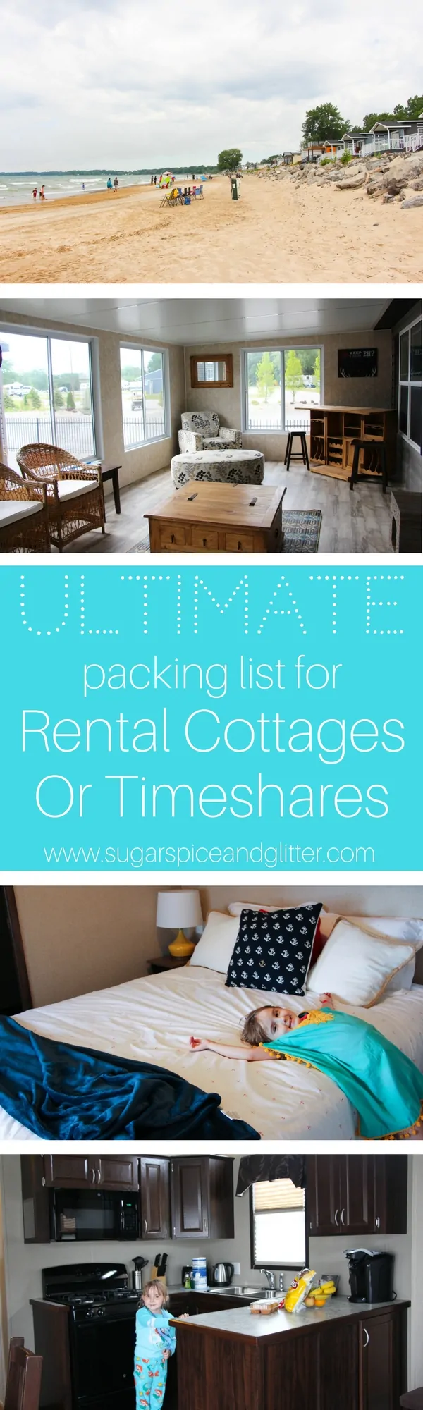The Ultimate Packing list for Rental Cottages or Timeshares so you can leave for your vacation organized and stay on budget